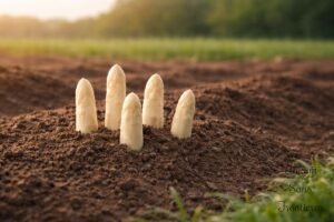 white asparagus on the earth
