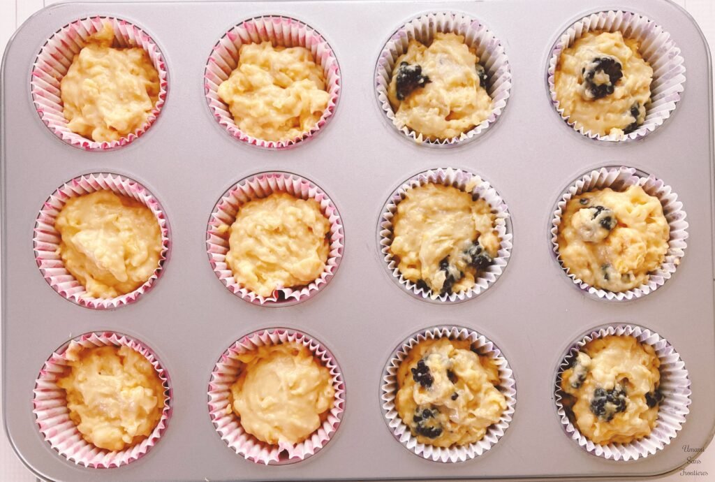 put batter into the muffin form