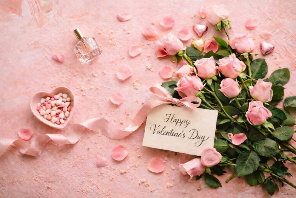 Valentine day card flowers