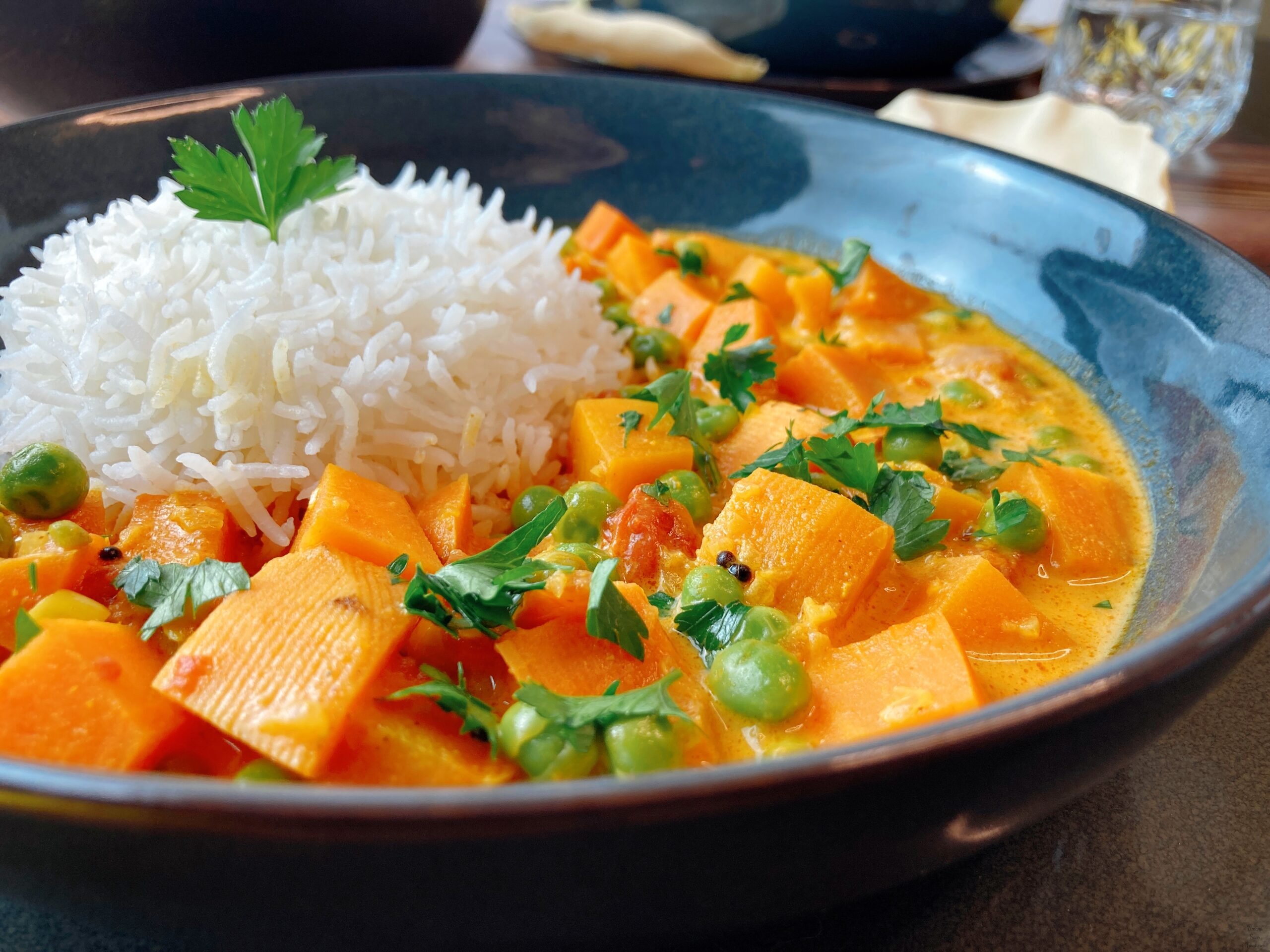 rice South Indian sweet potato coconut curry