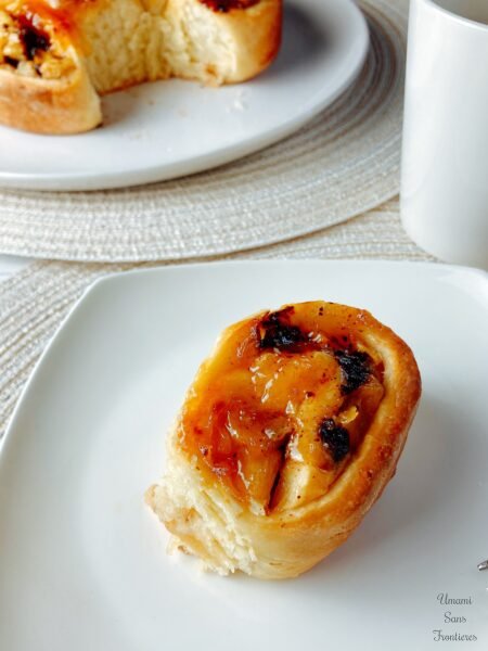 one piece of apple roll bread apfelrosenkuchen