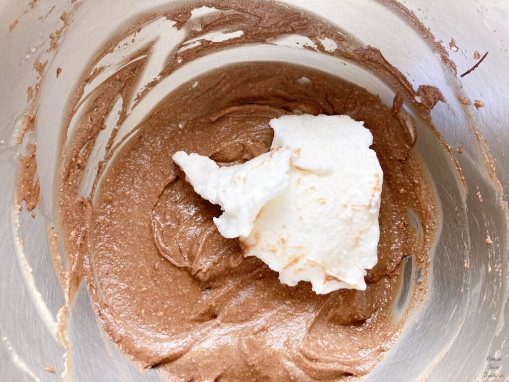 meringue added into chocolate cream