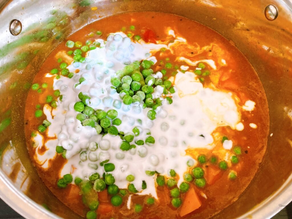 green peas coconut milk added
