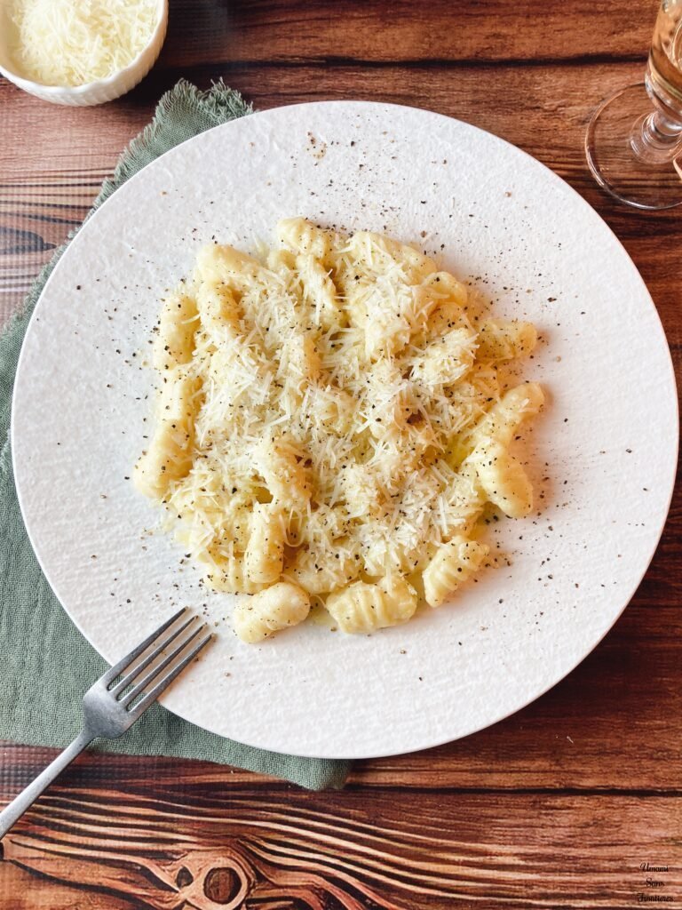 Gnocchi fork cheese white wine