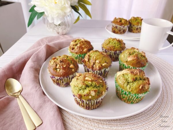 matcha muffins spoons coffee flowers