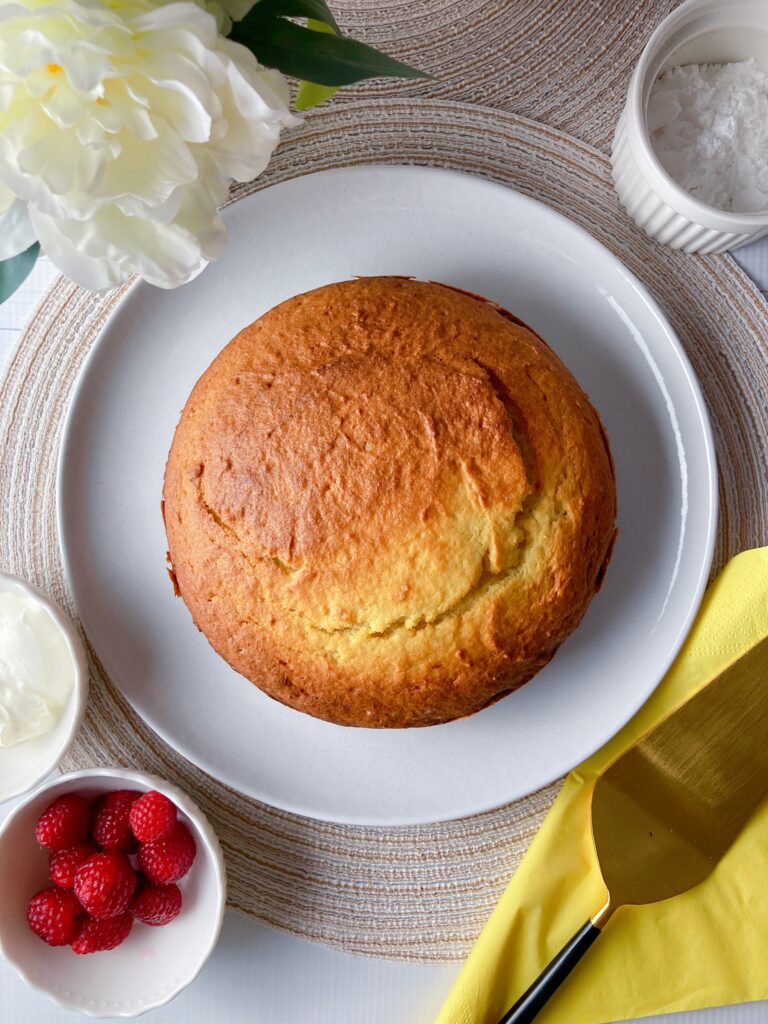 lemon ricotta cake raspberries flower powder sugar