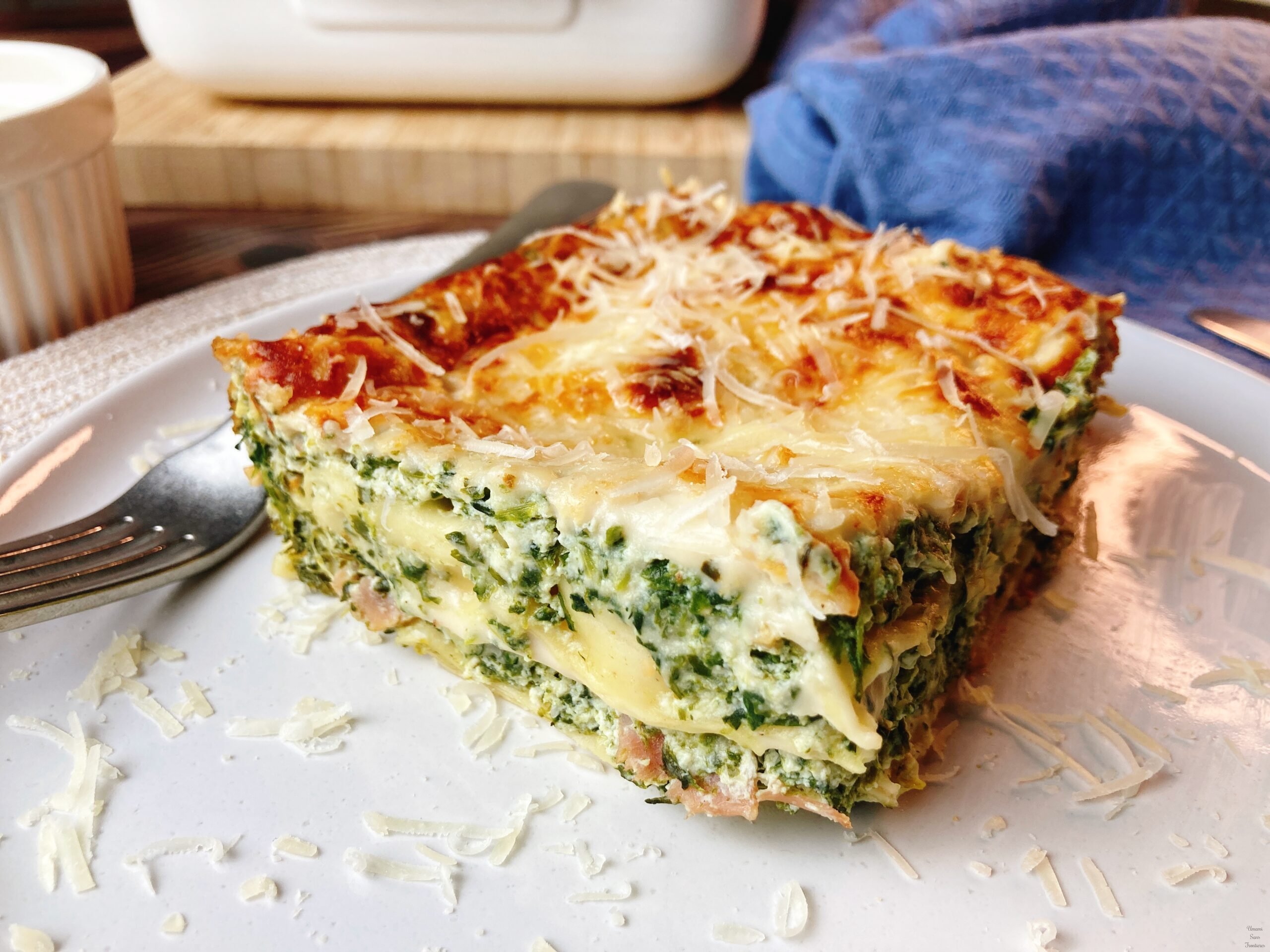 piece of spinach ricotta lasagna