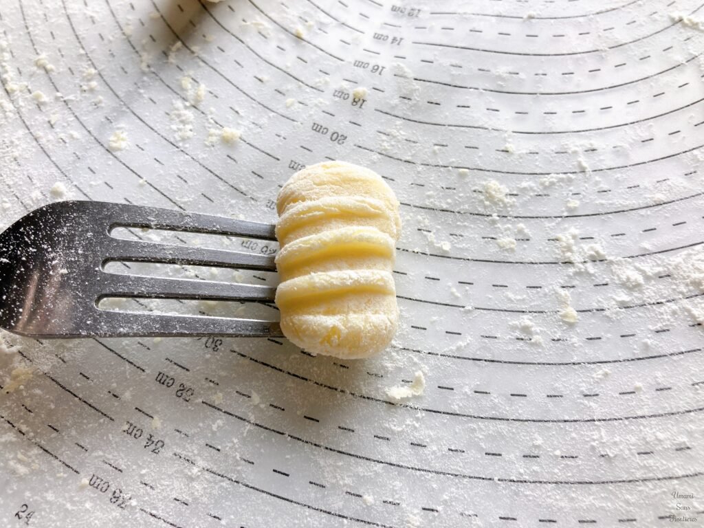 a piece of gnocchi on the fork
