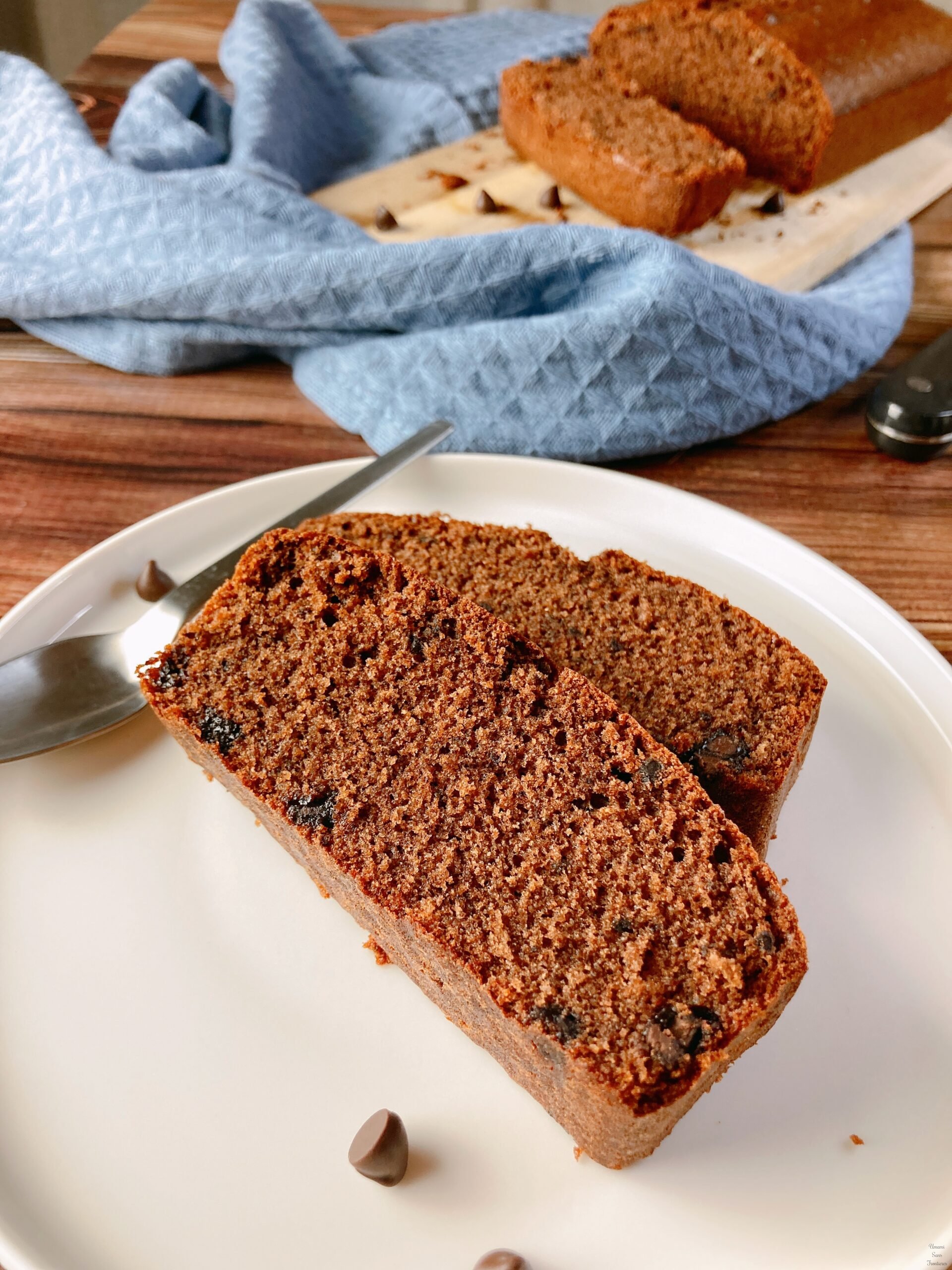 2 pieces of GL Free cocoa pound cake spoon