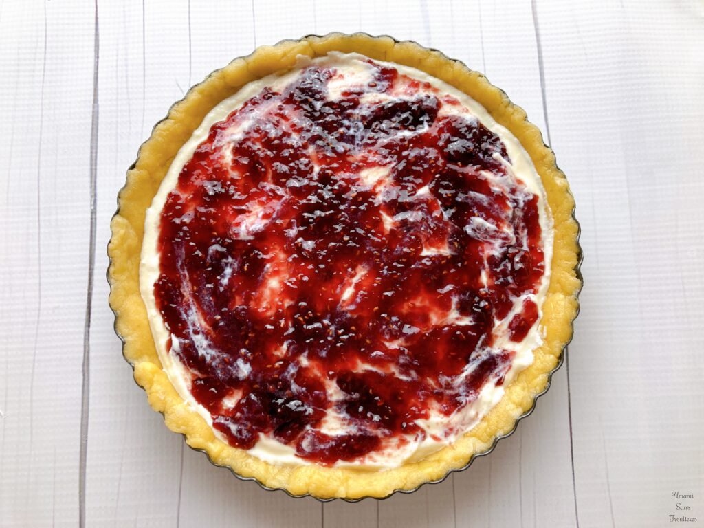 jam on the ricotta cream