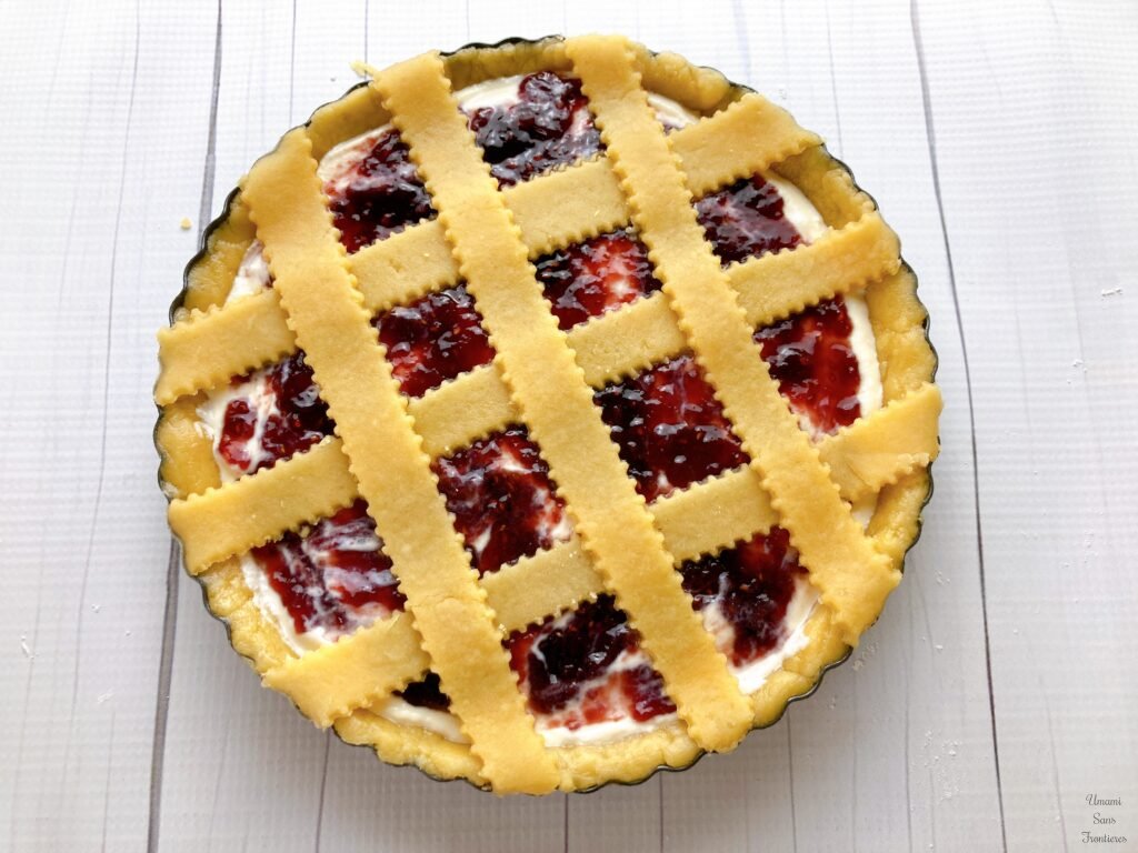 strips dough on the jam