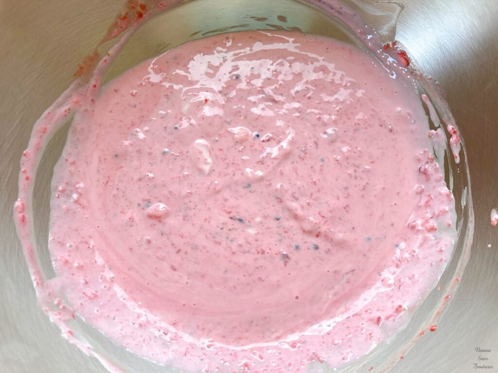 berries added into cream cheese