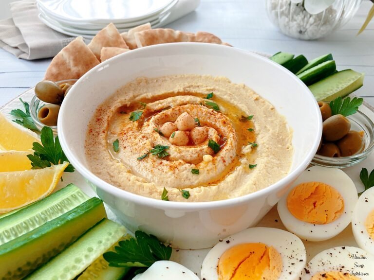 Hummus cucumber lemon bread boiled eggs