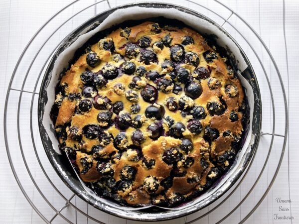 baked blueberry yogurt flan