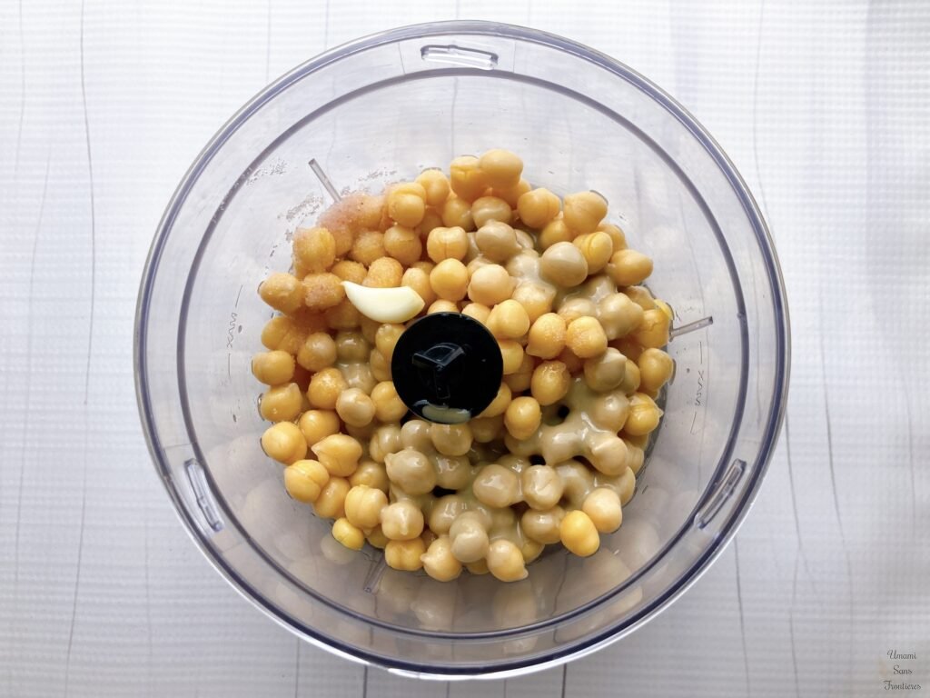 chickpeas garlic water olive oil tahini 