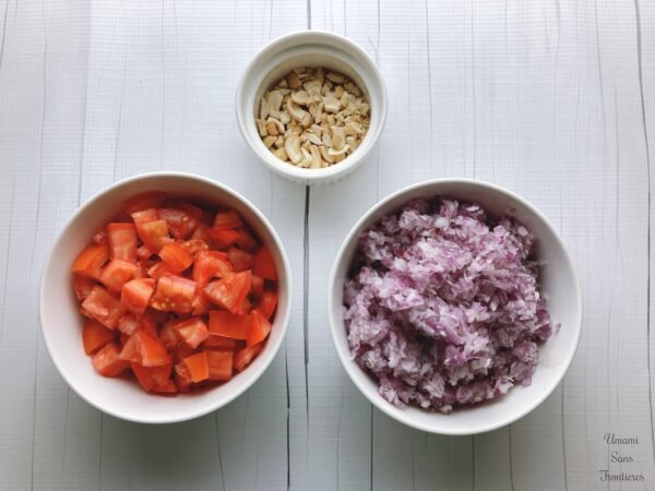 tomatoes onions cashew nuts