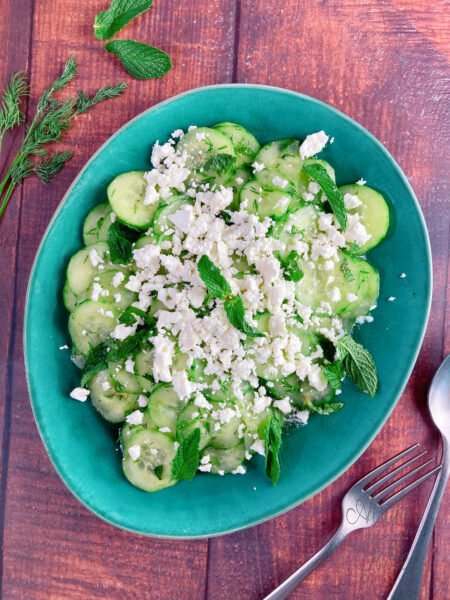German-Inspired Cucumber Salad with Feta and Mint 🥒