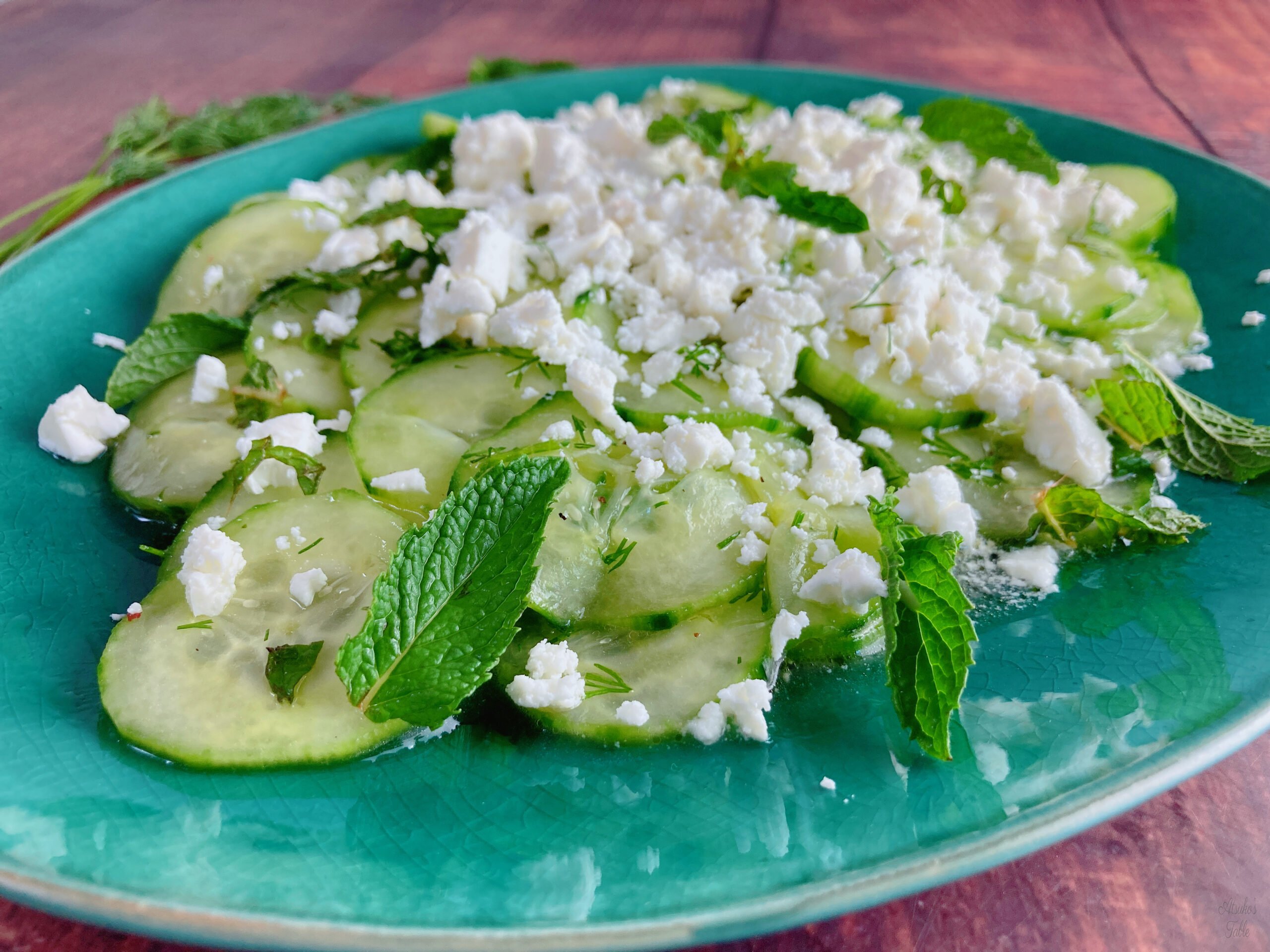 Cucumber salad mint feta