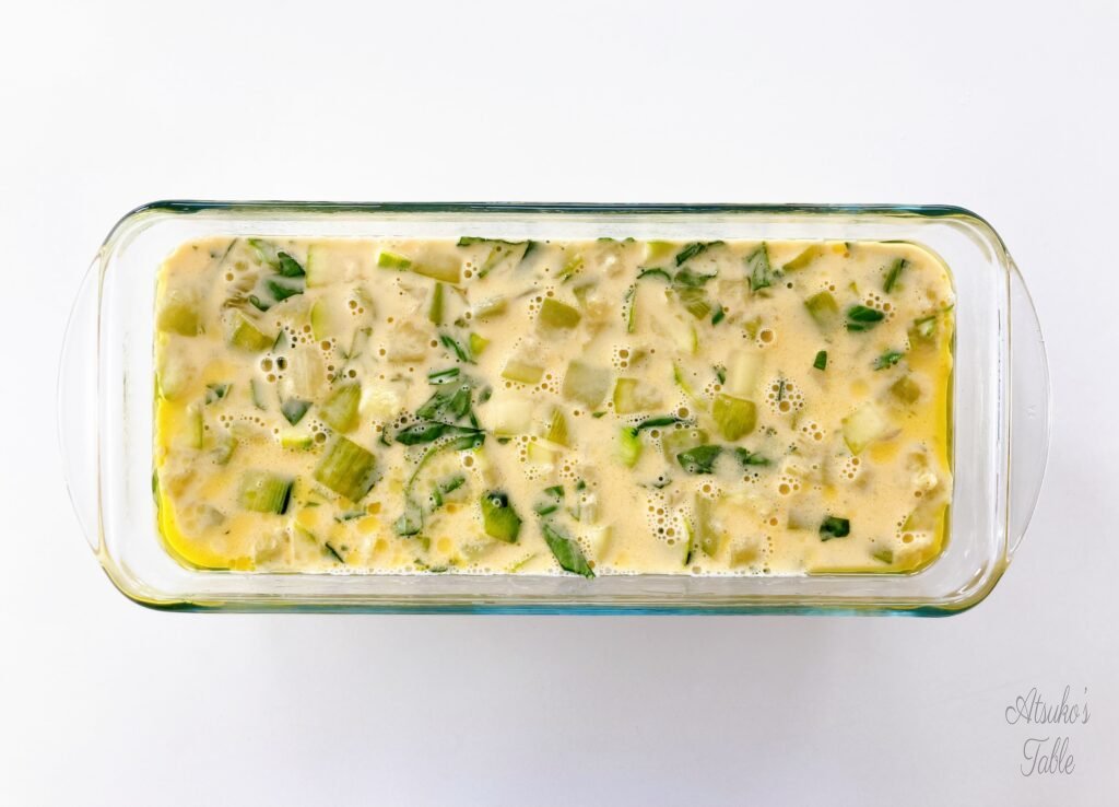 zucchini flan in a baking dish