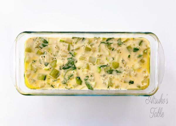 zucchini flan in a baking dish