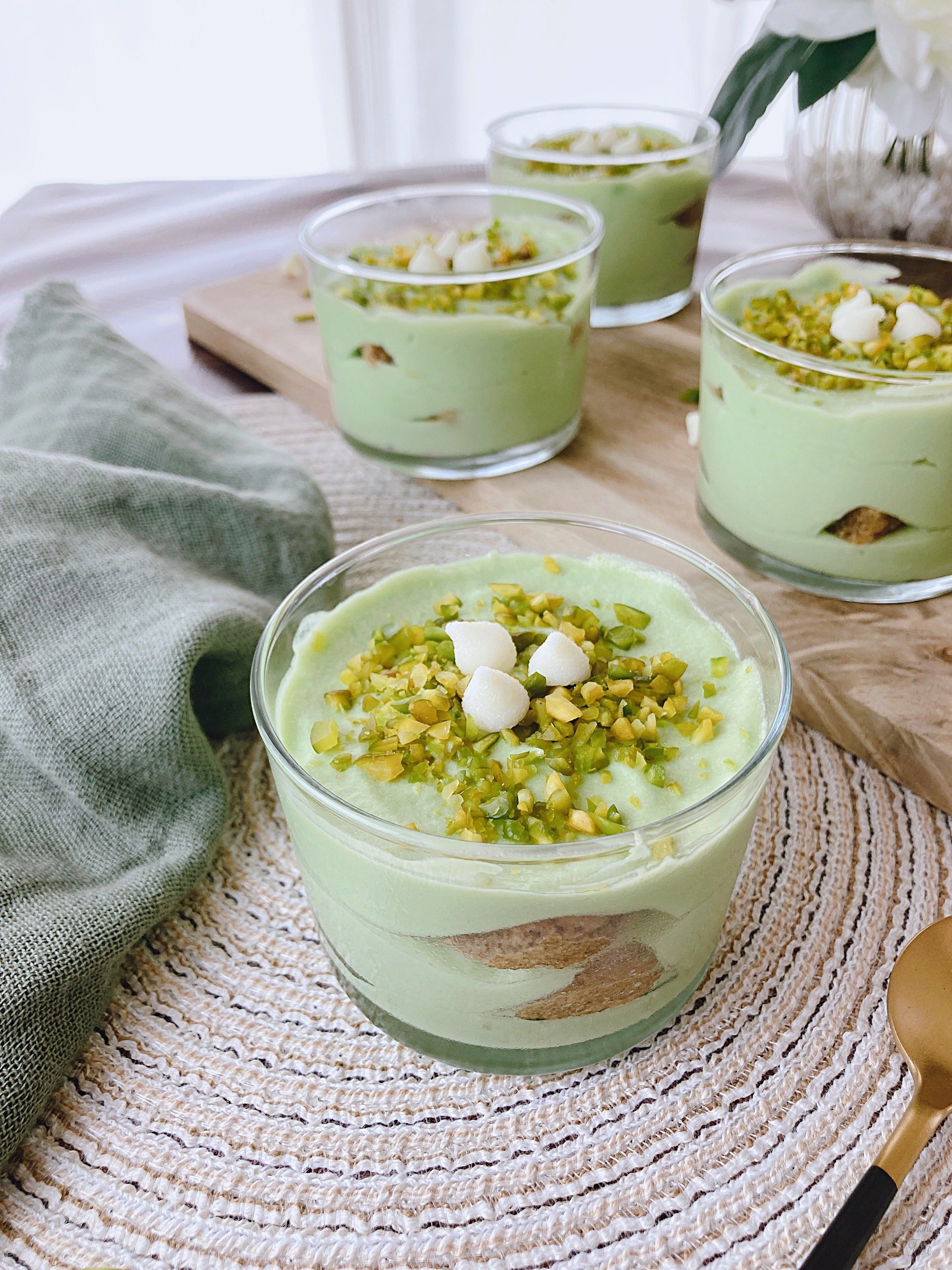 3 pieces of pistachio tiramisu