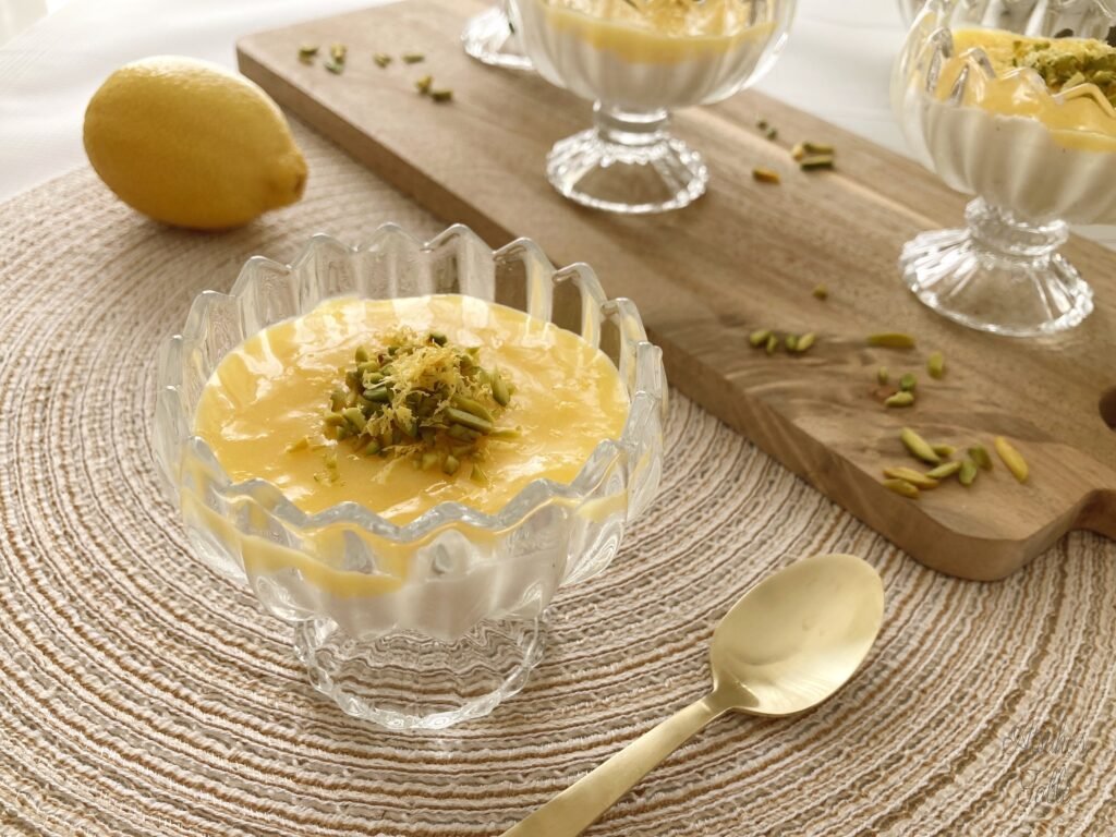 Ricotta lemon curd dessert pistachio lemon zest lemon spoon