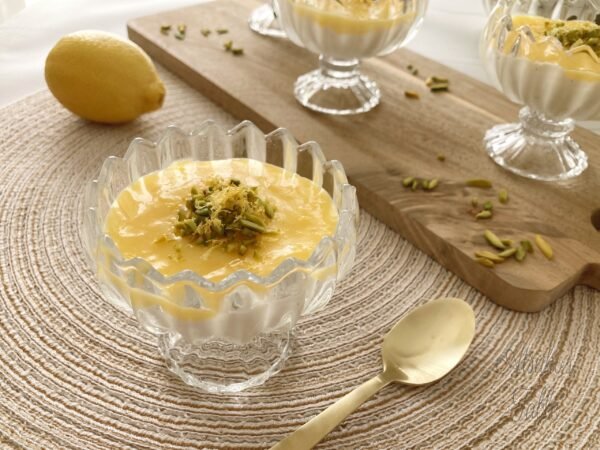 Ricotta lemon curd dessert pistachio lemon zest lemon spoon