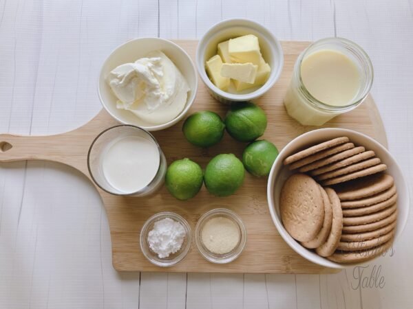 No-Bake Key Lime Cheesecake ingredients