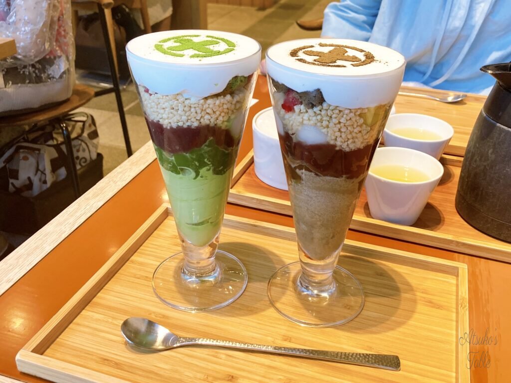 matcha parfait hojicha parfait spoon