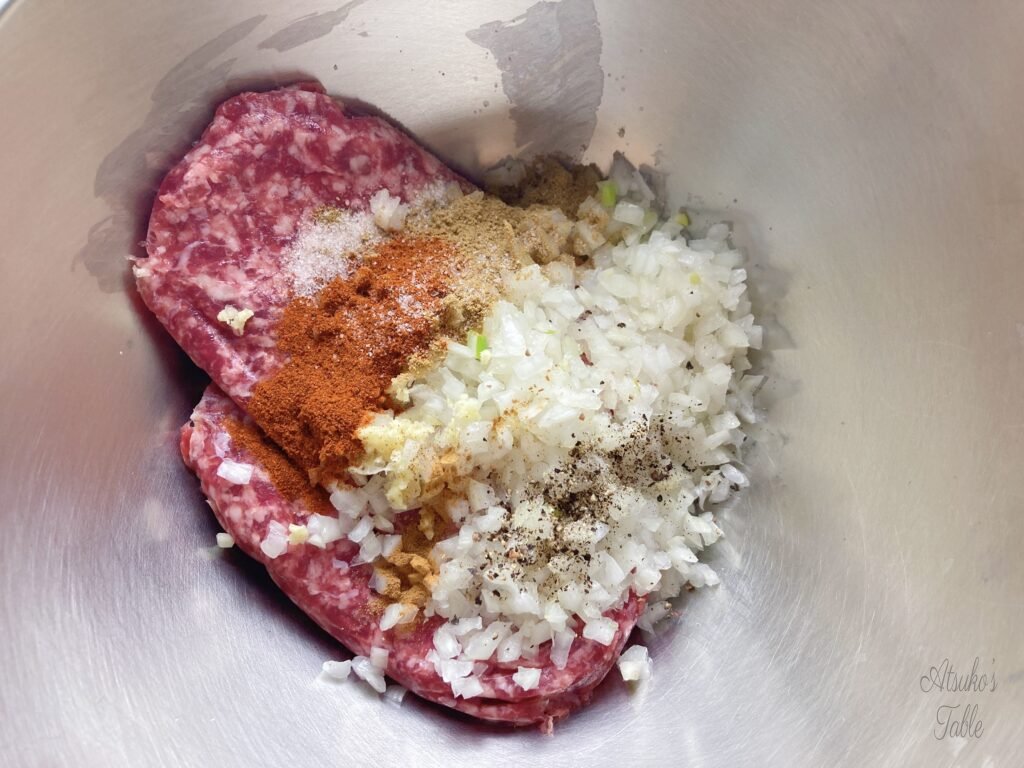 lamb onion paprika powder kumin salt garlic cinnamon 
